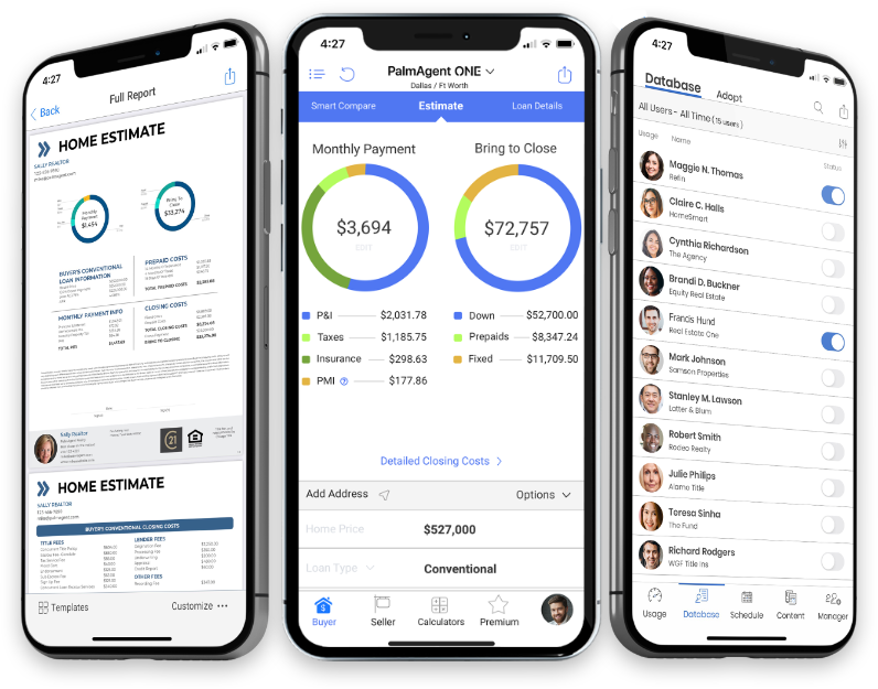 Buyer Estimate, Seller Net Sheet, ONE Dashboard